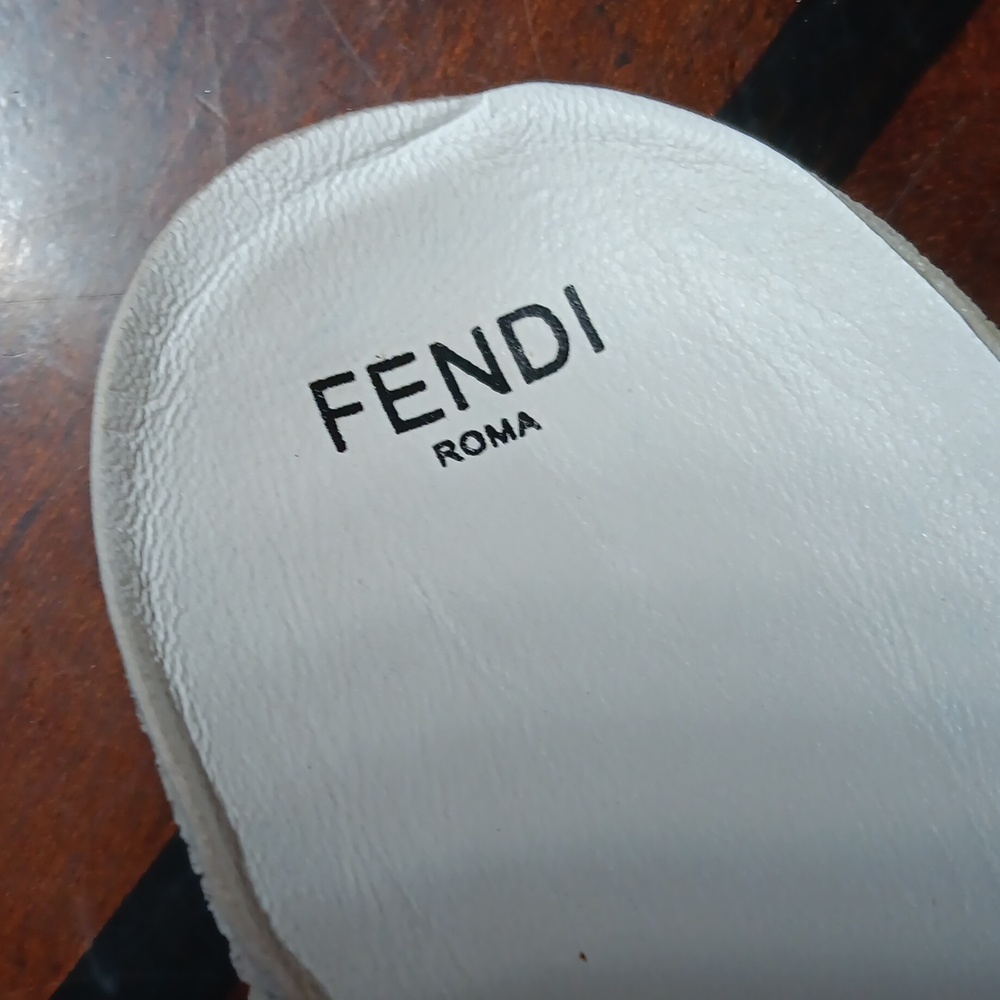 Fendi White Leather Signature Zucca Buckled Low Top Sneakers - Picture 11 of 17